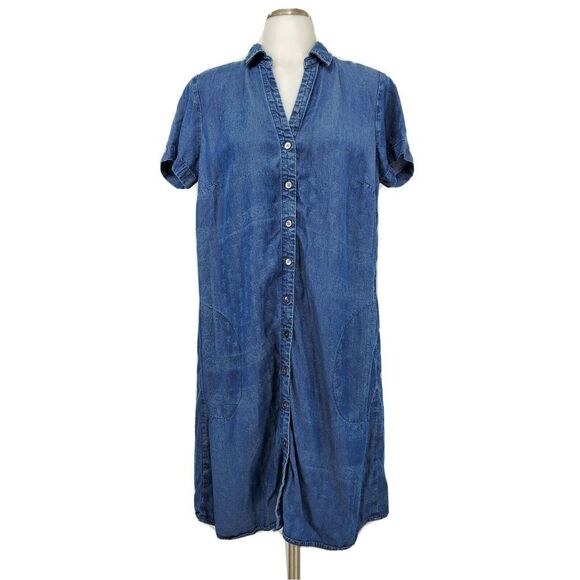 J Jill Denim Chambray Dress Tencel Buttons - Picture 1 of 6